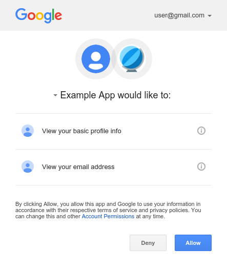 Sample OAuth request screen